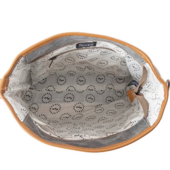 Myra Bag Genuine Leather Cotton Rug and Canvas "Purpose" Shoulder Bag - NEW - Picture 8 of 9